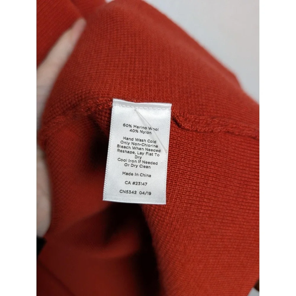 Talbots‎ Cardigan Womens 1X Orange Collarless Crew Neck Pockets Lightweight